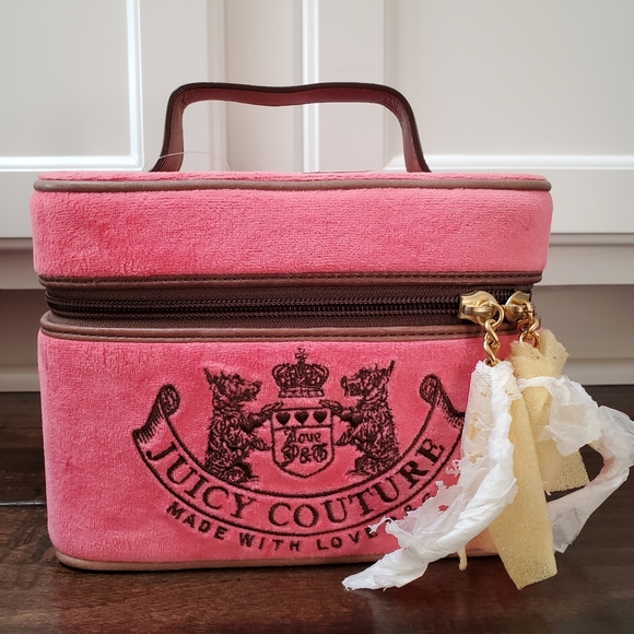 Juicy Couture Accessories - Juicy Couture Velour & Leather Make Up Train Case